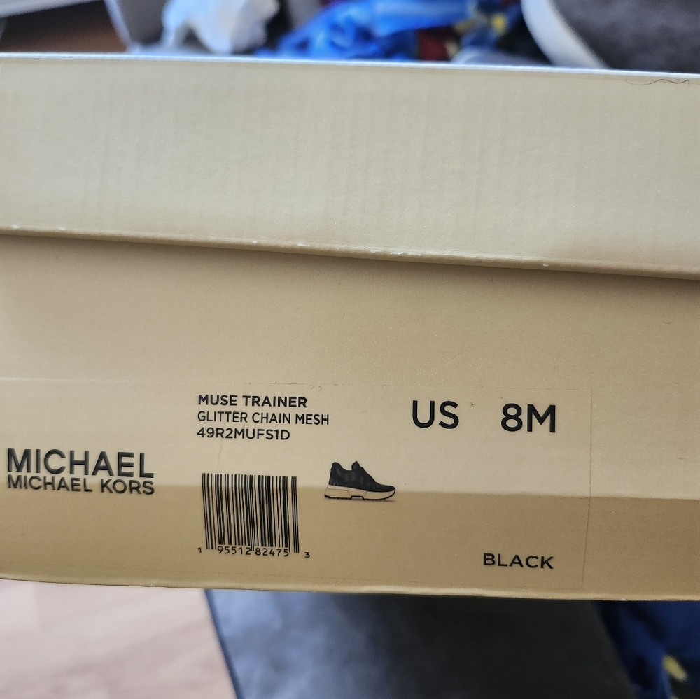 Michael Kors Women's Black Glitter Chain Mesh Sneakers